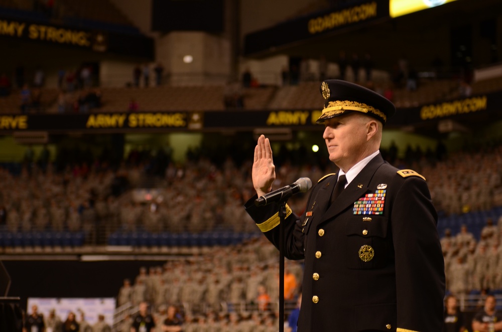 Gen. Cone Recites the Oath of Enlistment with Future Soldiers
