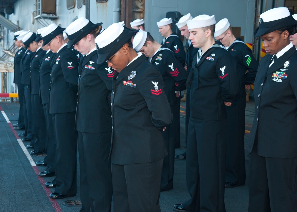 USS Iwo Jima crew conducts burial at sea