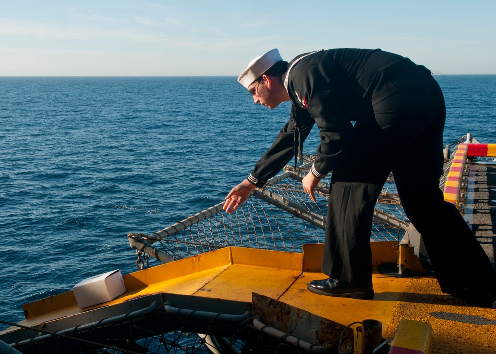USS Iwo Jima crew conducts burial at sea