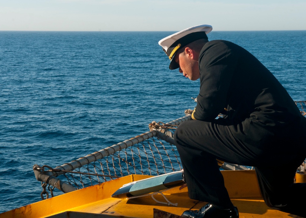 USS Iwo Jima crew conducts burial at sea