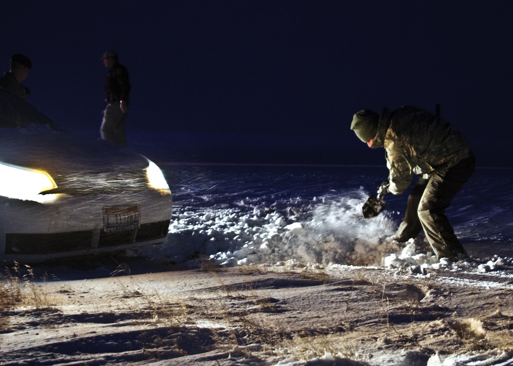 Defender rescues stranded driver during winter storm