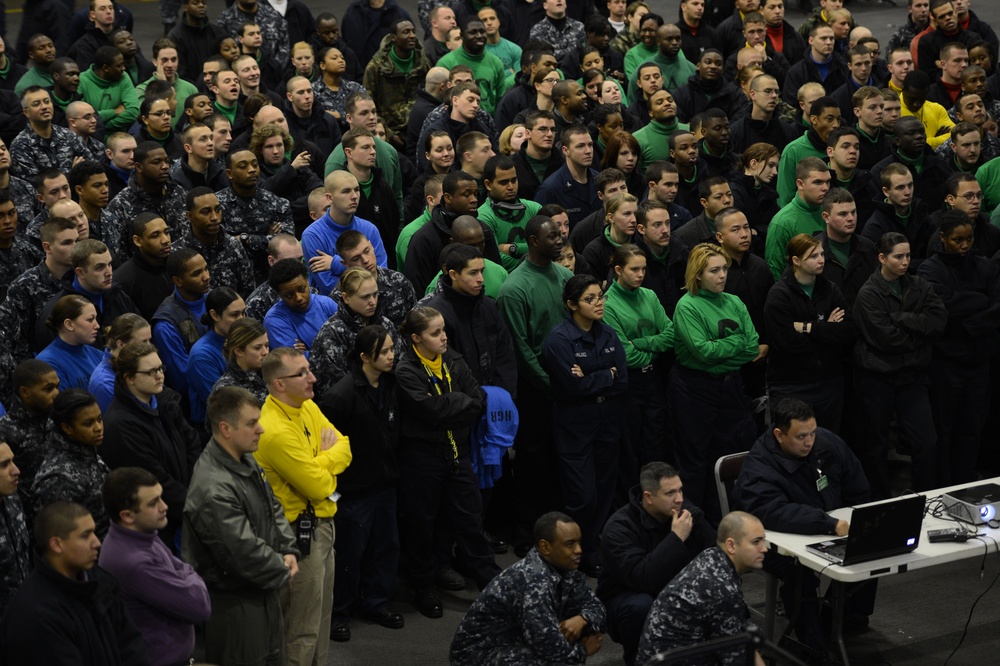 USS George HW Bush conducting training and carrier qualifications