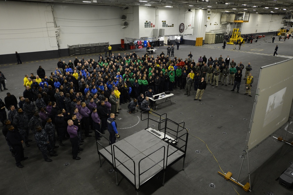 USS George HW Bush conducting training and carrier qualifications