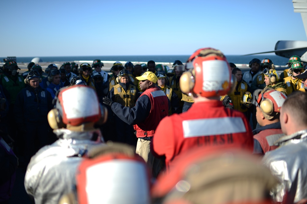 USS George HW Bush conducting training and carrier qualifications