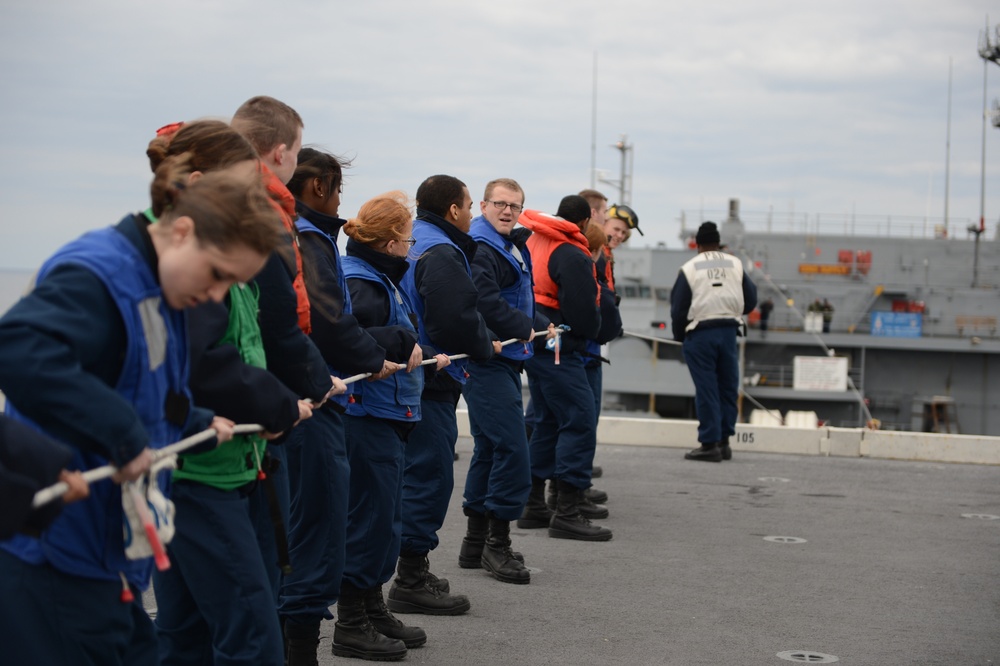 USS George HW Bush conducting training and carrier qualifications in the Atlantic Ocean