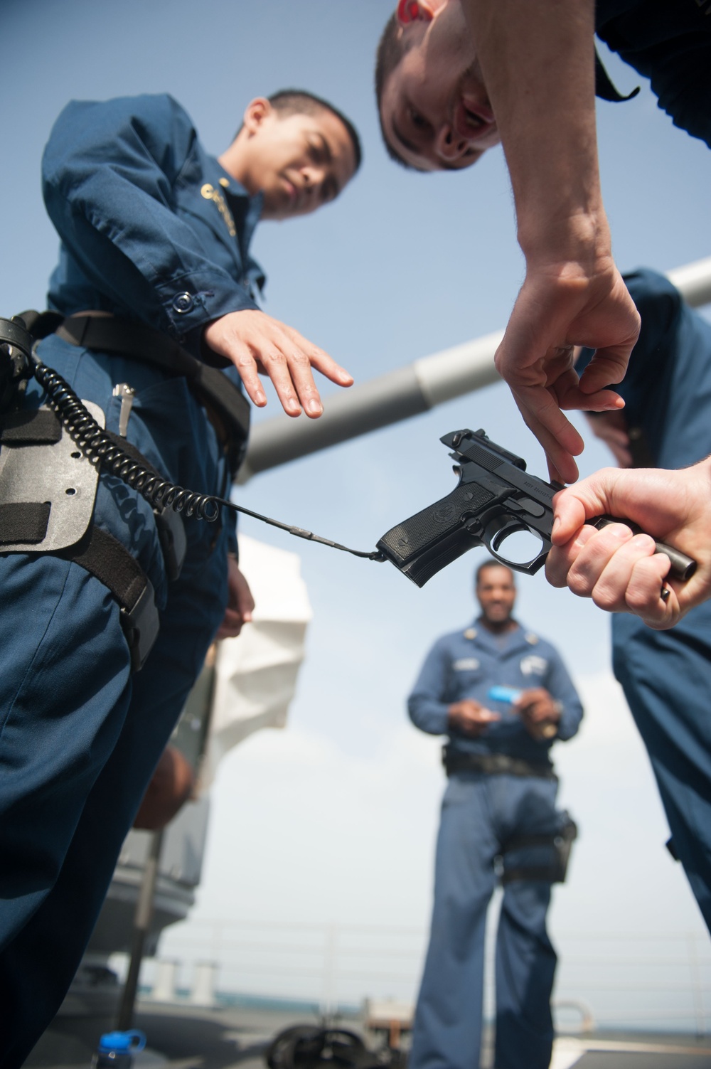 USS Mobile Bay dry fire weapons training