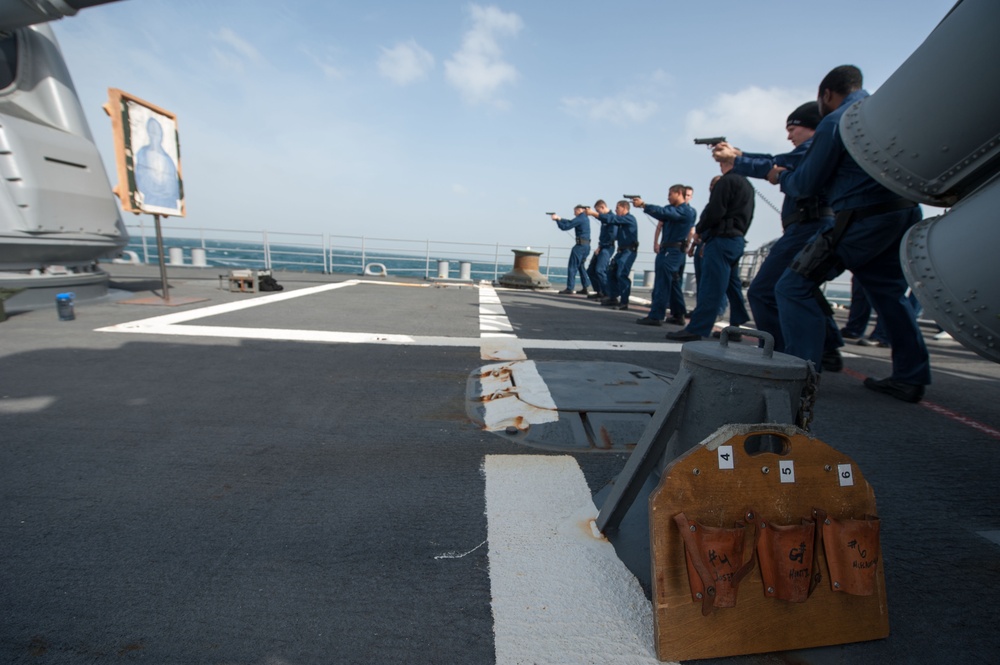USS Mobile Bay dry fire weapons training