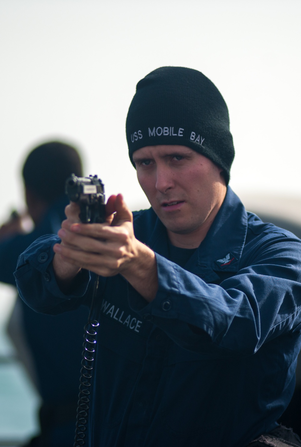 USS Mobile Bay dry fire weapons training