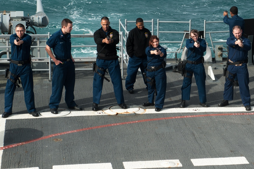 USS Mobile Bay dry fire weapons training