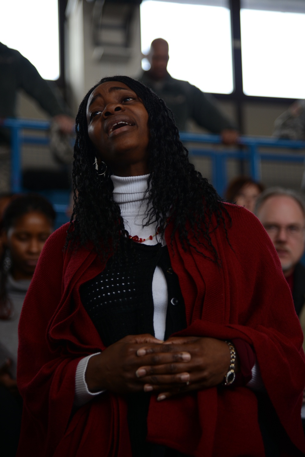 Wannica Wyatt sings during the MLK ceremony