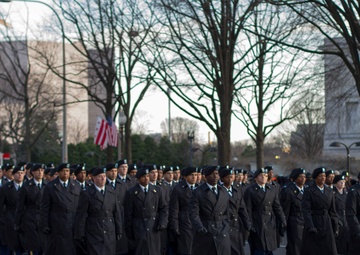 United States Army Reserve Command soldiers march for millions during the 57th Presidential Inaugural Parade