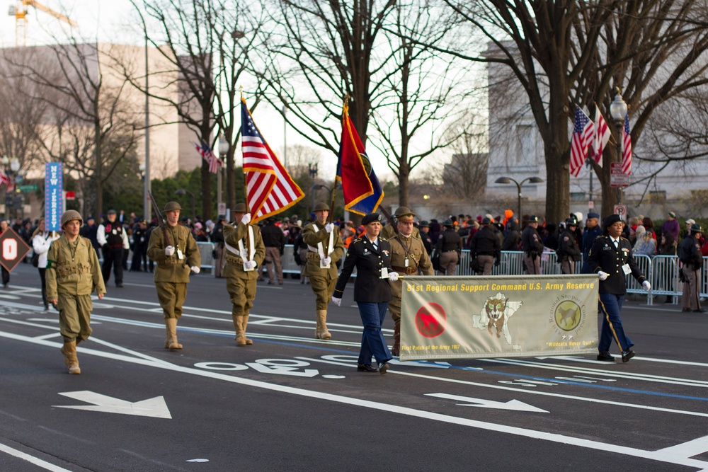 Army Reserve soldiers march for millions during the 57th Presidential Inaugural Parade
