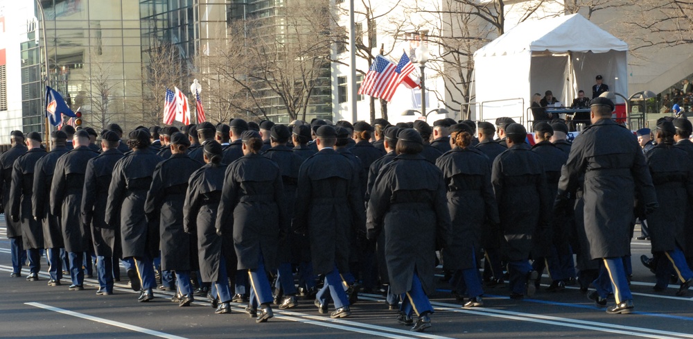 Soldiers from the 273rd Military Police Company in Washington, D.C. march in the inaugural parade