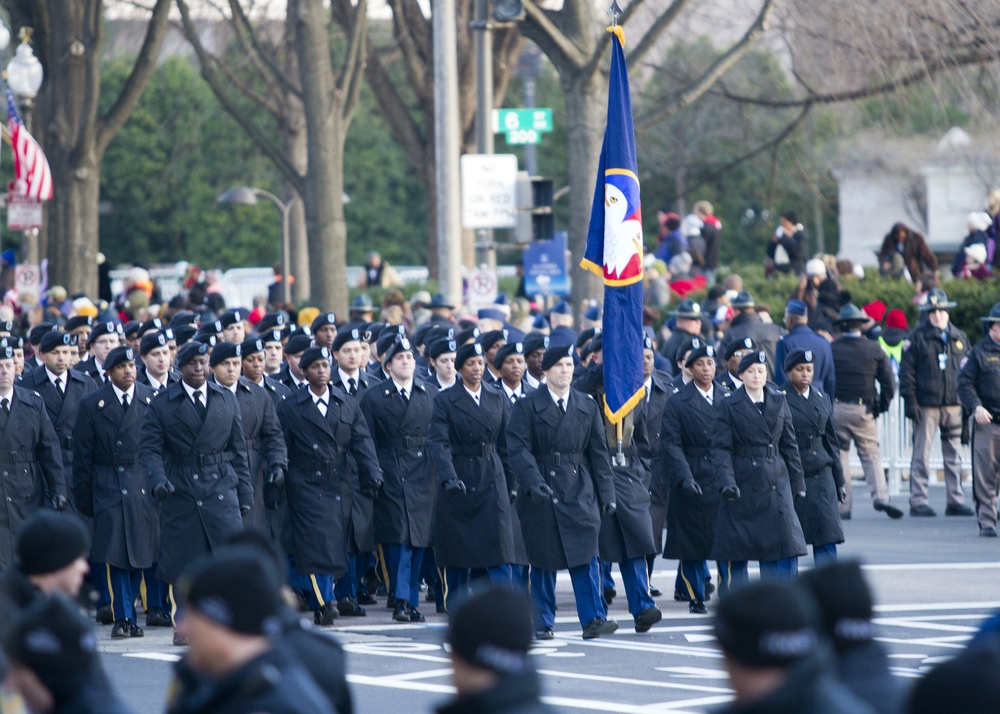 Army Reserve soldiers march on Pennsylvania Avenue during 57th Presidential Inaugural Parade