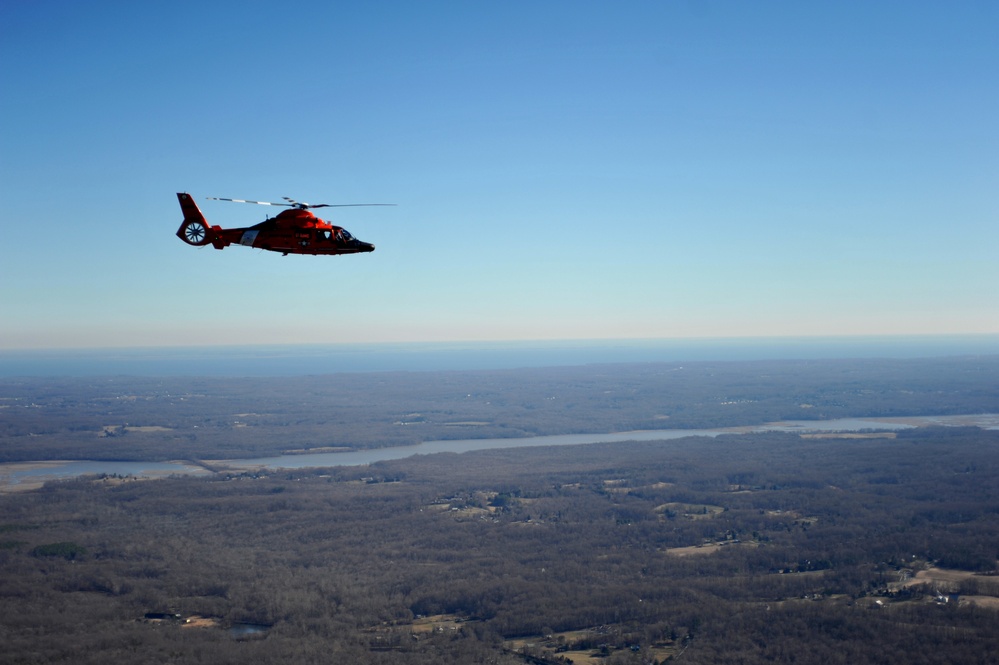 Aircrews from Coast Guard Air Station Washington augment the security during the 57th Presidential Inauguration