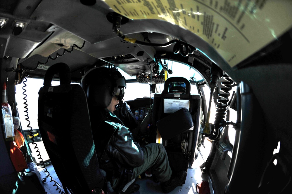 Aircrew from Coast Guard Air Station Washington augment the security during the 57th Presidential Inauguration