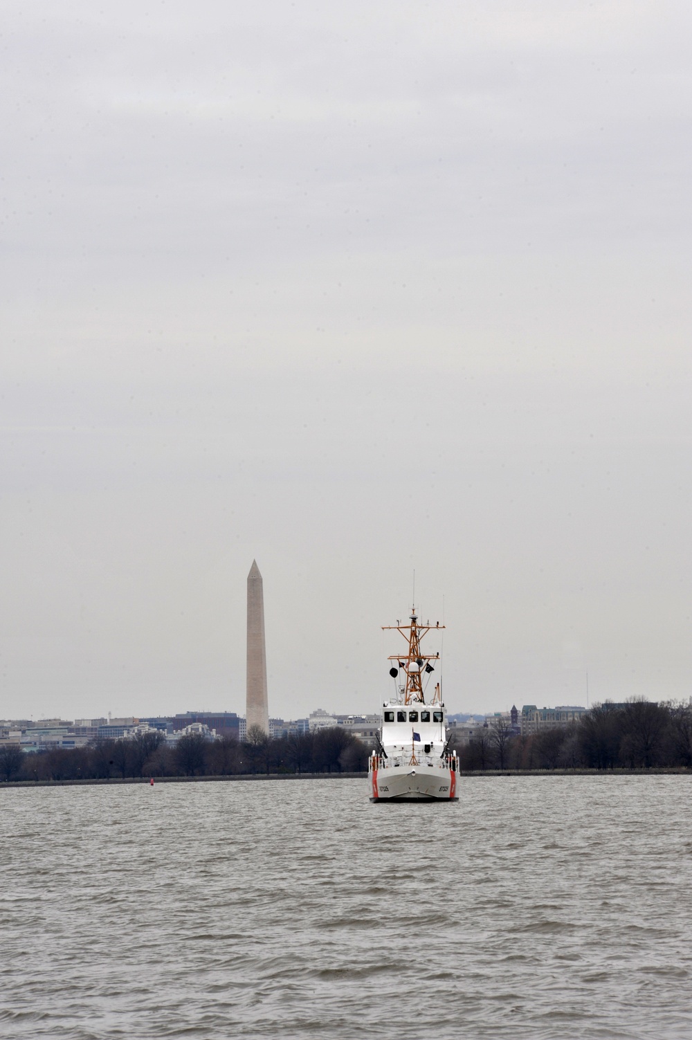 Coast Guard Cutter Cochito enforces the security zone along the Potomac River during the 57th Presidential Inauguration.