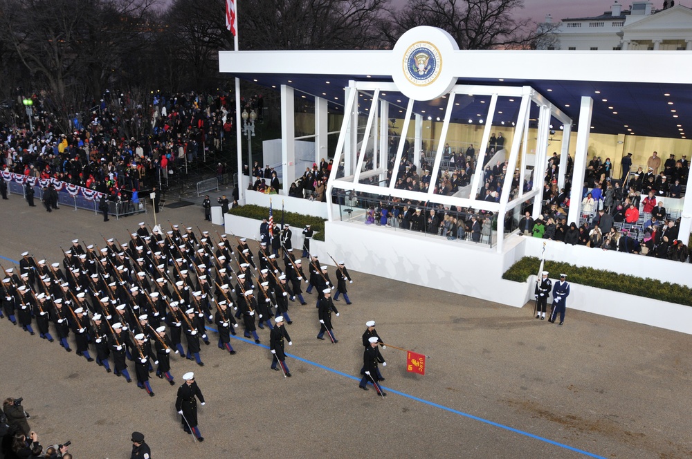 Marine Barracks, Washington salute President Barack Obama