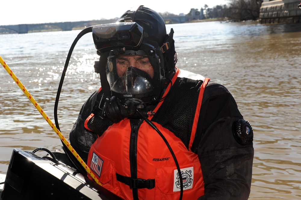 Coast Guard divers conduct security operations for presidential inauguration