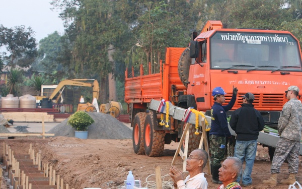 Thai religious, community leaders perform pillar-raising ceremonies as part of Exercise Cobra Gold 2013