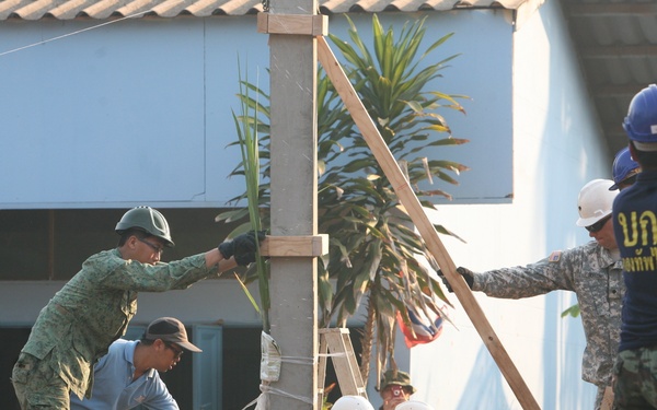 Thai religious, community leaders perform pillar-raising ceremonies as part of Exercise Cobra Gold 2013