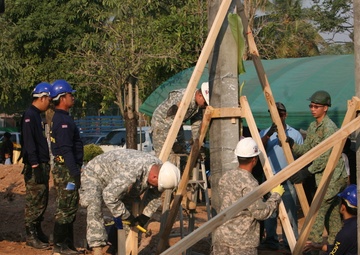 Thai religious, community leaders perform pillar-raising ceremonies as part of Exercise Cobra Gold 2013