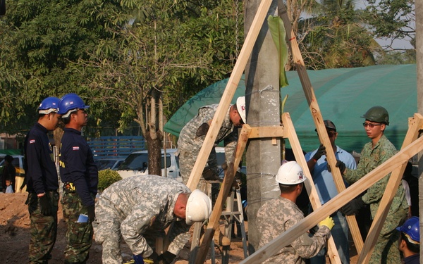 Thai religious, community leaders perform pillar-raising ceremonies as part of Exercise Cobra Gold 2013