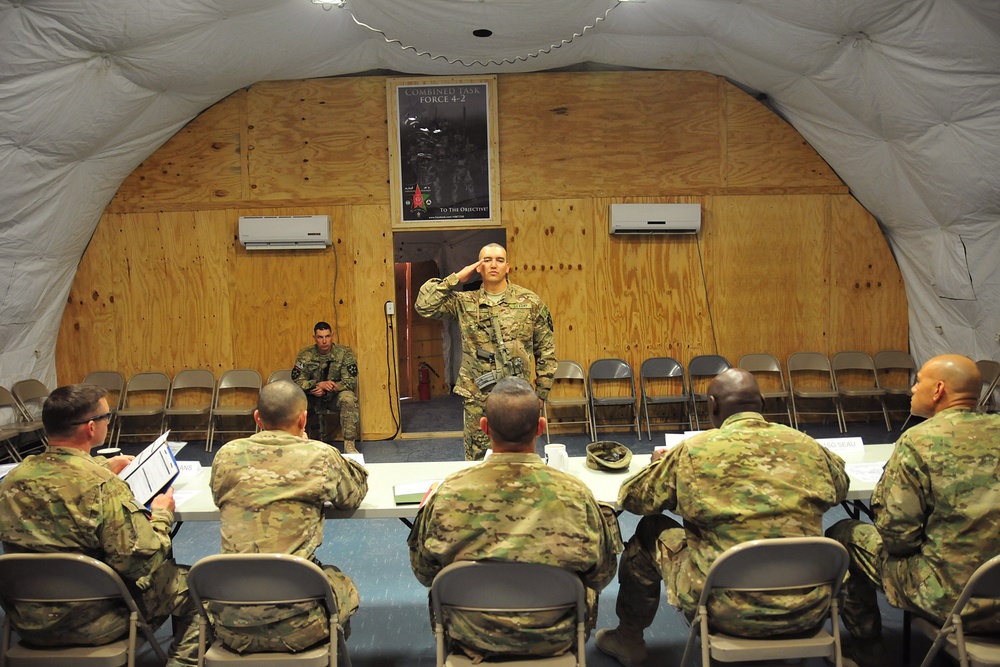 Deployed CTF 4-2 soldiers attend promotion board