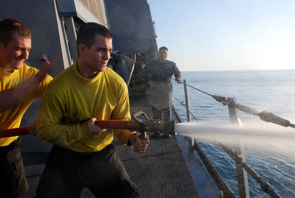 USS Green Bay fire training