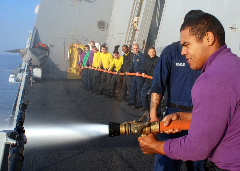 USS Green Bay fire training