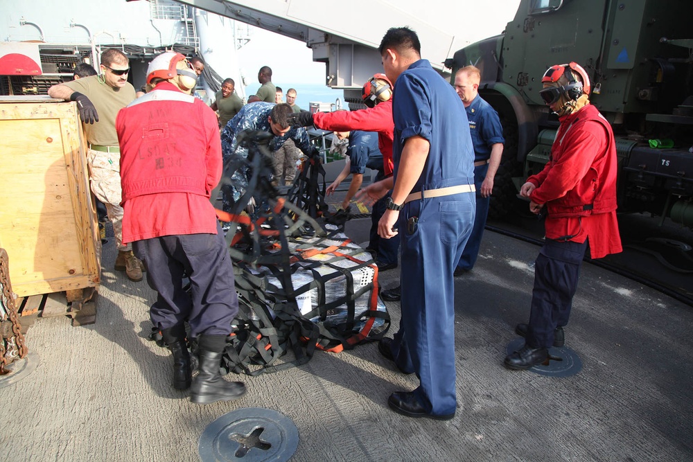 15th MEU Resupply at-sea on USS Rushmore