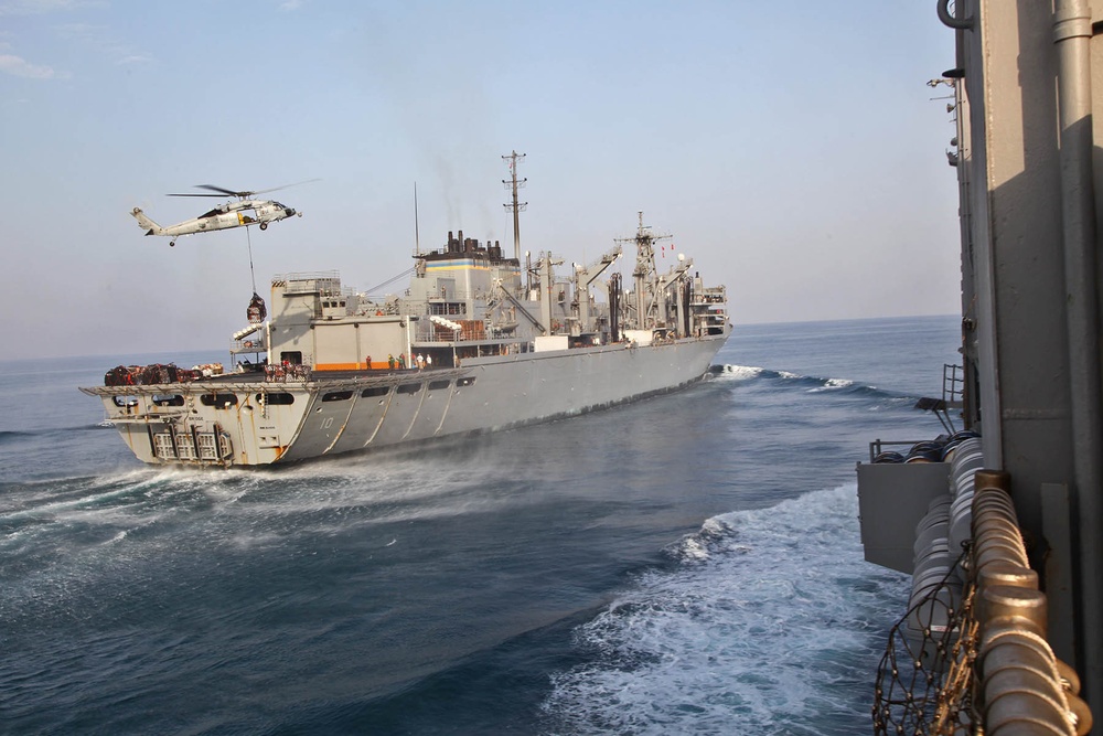 15th MEU Resupply at-sea on USS Rushmore