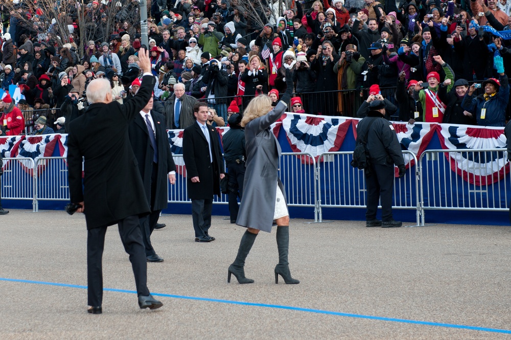 Vice President Joe Biden walks in 57th Presidential Inaugural Parade