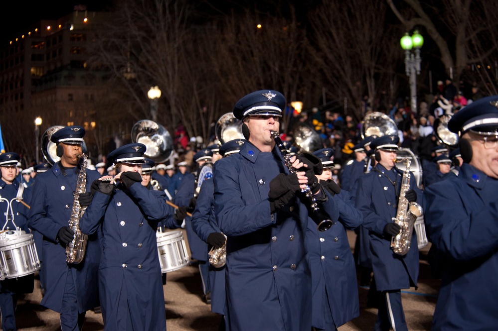 United States Air Force Band passes presidential reviewing stand