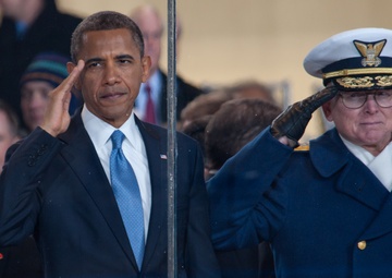 President Obama salutes the United States Coast Guard