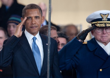 President Obama salutes the United States Coast Guard