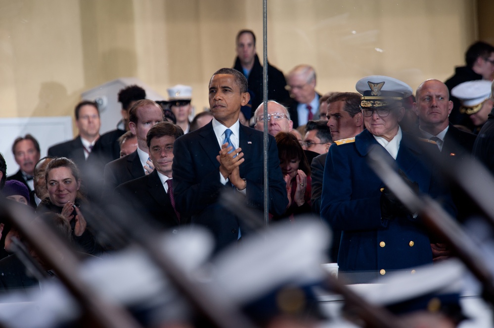 US Coast Guard passes President Obama in 57th Presidential Inaugural Parade