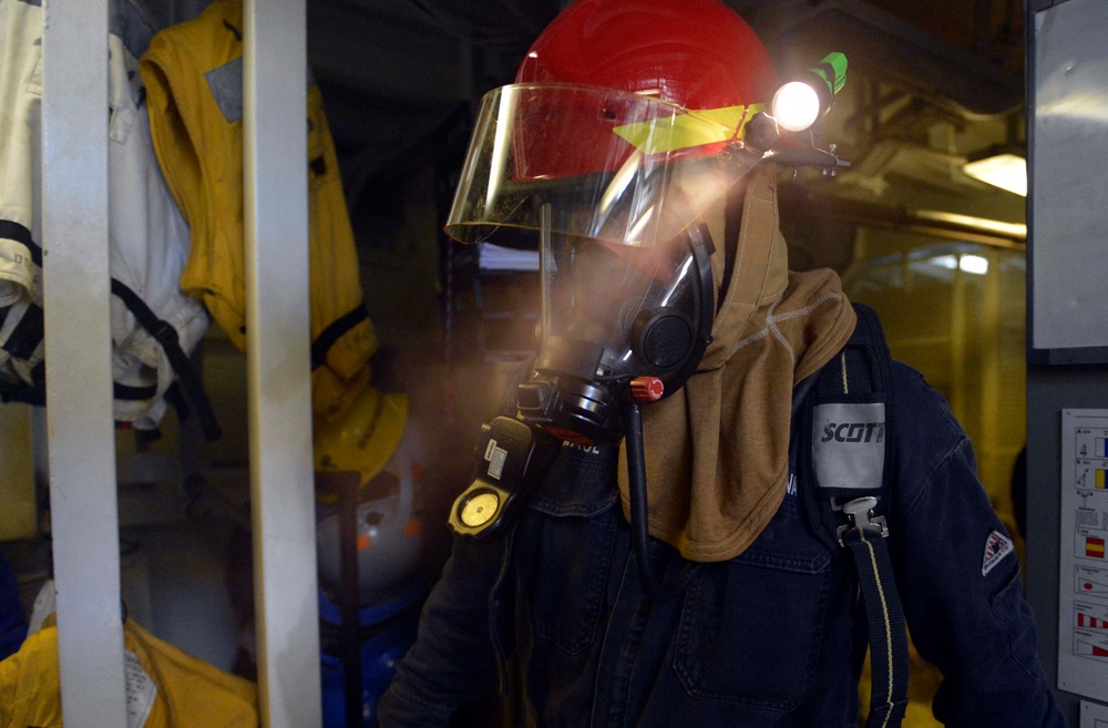 USS William P. Lawrence crew conducts drill