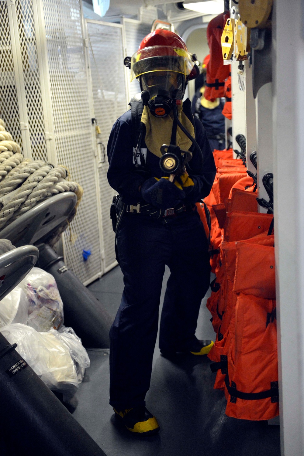USS William P. Lawrence crew conducts drill