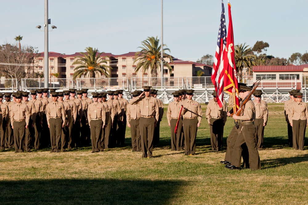 Marines, Veterans rededicate First Marine Division Colors