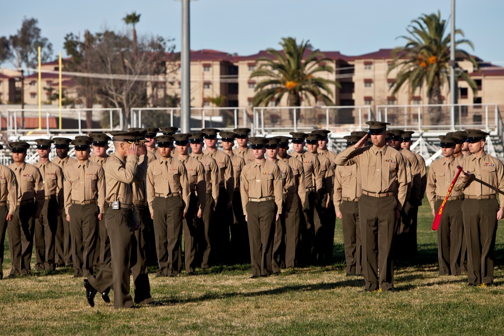 Marines, Veterans rededicate First Marine Division Colors