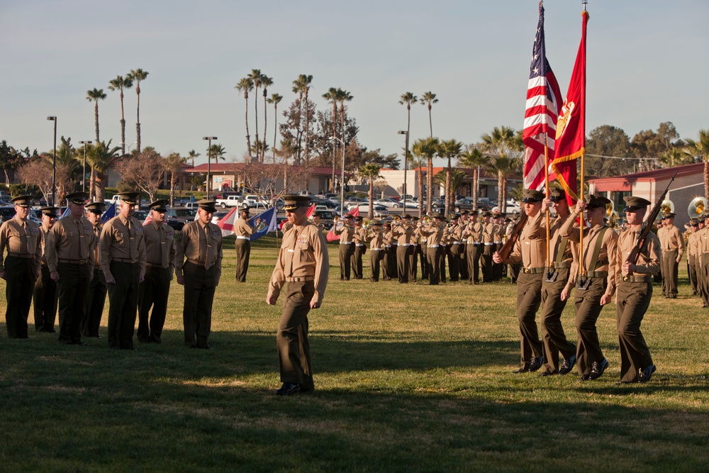 Marines, Veterans rededicate First Marine Division Colors