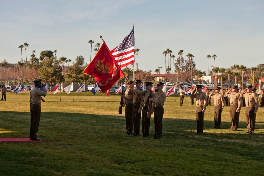 Marines, Veterans rededicate First Marine Division Colors