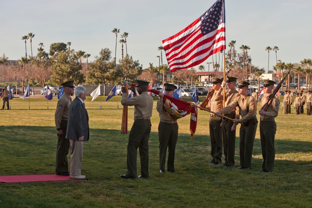 Marines, Veterans rededicate First Marine Division Colors