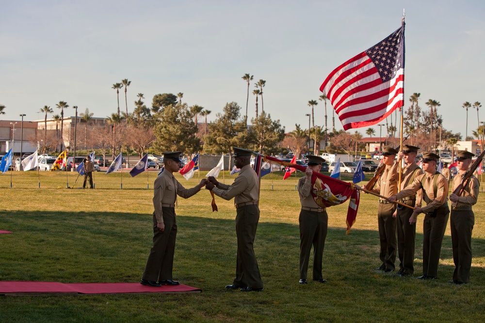 Marines, Veterans rededicate First Marine Division Colors