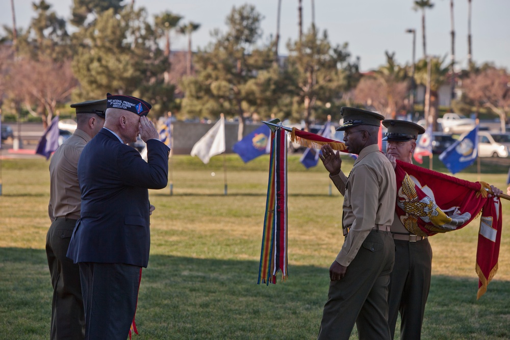 Marines, Veterans rededicate First Marine Division Colors