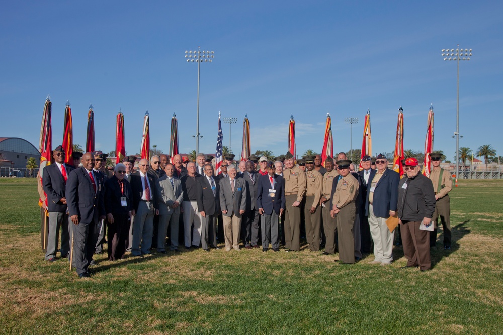 Marines, Veterans rededicate First Marine Division Colors