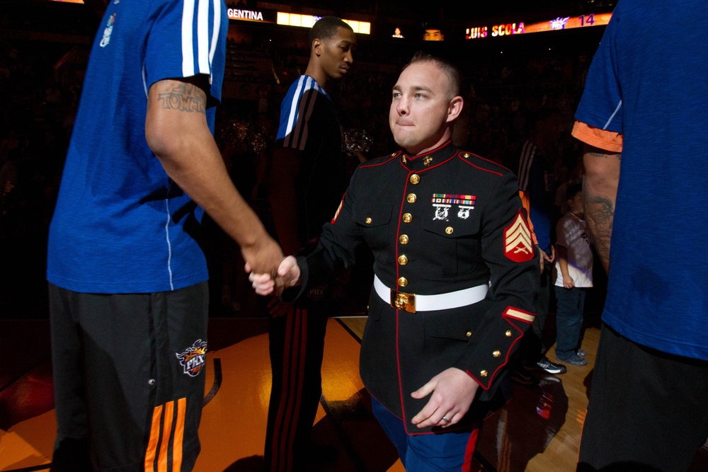 Phoenix Marine's childhood dream of being courtside comes true