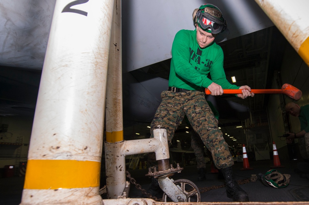 Aircraft maintenance aboard USS Harry S. Truman