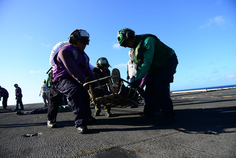 USS George HW Bush conducts training, carrier qualifications